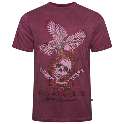 KAM Skull and Eagle T-Shirt Washed Wine